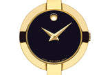 Movado Bela Black Dial Gold Steel Strap Watch For Women - 0606999 Authentic Buy Shop Now