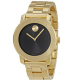 Movado Bold Black Dial Gold Steel Strap Unisex Watch - 3600397 Authentic Buy Shop Now