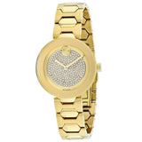 Movado Bold Crystal Gold Dial Gold Steel Strap Watch For Women - 3600492 Authentic Buy Shop Now