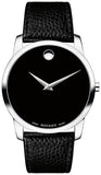Movado Museum Black Dial Black Leather Strap Watch For Men - 607012 Authentic Buy Shop Now