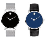 Movado Museum Classic Blue Dial Black Leather Strap Watch for Men - 0607197 Authentic Buy Shop Now
