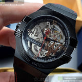 Maserati Automatic Skeleton Black Dial Black Leather Strap Watch For Men - R8821108021 Authentic Buy Shop Now