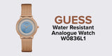 Guess Willow Crystal Blue Dial Rose Gold Mesh Bracelet Watch For Women - W0836L1 Authentic Buy Shop Now