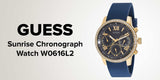 Guess Sunrise Blue Dial with Diamonds Blue Rubber Strap Watch For Women - W0616L2 Authentic Buy Shop Now
