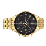 Tommy Hilfiger West Chronograph Quartz Black Dial Gold Steel Strap Watch For Men - 1791708 Authentic Buy Shop Now