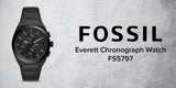Fossil Everett Chronograph Black Dial Black Steel Strap Watch for Men - FS5797 Authentic Buy Shop Now