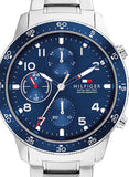 Tommy Hilfiger Jimmy Chronograph Quartz Blue Dial Silver Steel Strap Watch For Men - 1791949 Authentic Buy Shop Now