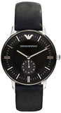 Emporio Armani Gianni Quartz Black Dial Black Leather Strap Watch For Men - AR0382 Authentic Buy Shop Now