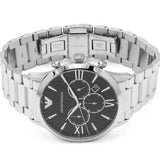 Emporio Armani Giovanni Chronograph Black Dial Silver Steel Strap Watch For Men - AR11208 Authentic Buy Shop Now