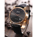 Mido Baroncelli III Automatic Grey Dial Black Leather Strap Watch For Men - M8600.3.13.4 Authentic Buy Shop Now