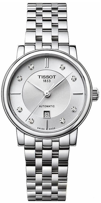 Tissot Carson Premium Automatic Lady Diamonds Silver Dial Silver Steel Strap Watch for Women - T122.207.11.036.00 Authentic Buy Shop Now
