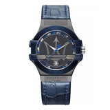 Maserati Potenza Black Dial 42mm Blue Leather Strap Watch For Men - R8851108007 Authentic Buy Shop Now