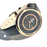 Swarovski Crystalline Pure Black Dial Black Leather Strap Watch for Women - 5275043 Authentic Buy Shop Now