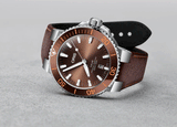 Oris Aquis Date Brown Dial Brown Leather Strap Watch for Men - 0173377304152-0752412EB Authentic Buy Shop Now