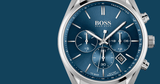 Hugo Boss Dapper Chronograph Blue Dial Silver Steel Strap Watch For Men - 1513927 Authentic Buy Shop Now