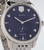 Gucci G Timeless Automatic Black Dial Silver Steel Strap Watch For Men - YA126353 Authentic Buy Shop Now