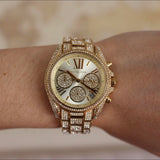 Michael Kors Mini Bradshaw Crystals Gold Dial Gold Steel Strap Watch For Women - MK6494 Authentic Buy Shop Now