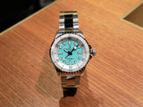 Breitling Superocean Automatic 36 Turquoise Dial Silver Steel Strap Watch for Men - A17377211C1A1 Authentic Buy Shop Now