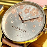 Coach Perry Silver Dial Pink Leather Strap Watch For Women - 14503325 Authentic Buy Shop Now