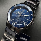 Maserati Competizione Chronograph Blue Dial Black Steel Strap Watch For Men - R8873600005 Authentic Buy Shop Now