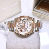 Michael Kors Brecken Chronograph White Dial Two Tone Steel Strap Watch For Women - MK6368 Authentic Buy Shop Now