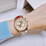 Michael Kors Ritz Chronograph Gold Dial Two Tone Steel Strap Watch For Women - MK6517 Authentic Buy Shop Now