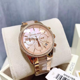 Michael Kors Ritz Chronograph Mother of Pearl White Dial Two Tone Steel Strap Watch For Women - MK6769 Authentic Buy Shop Now