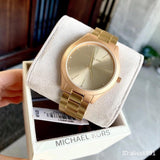Michael Kors Slim Runway Quartz Gold Dial Gold Steel Strap Watch For Women - MK4501 Authentic Buy Shop Now