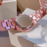 Michael Kors Ritz Chronograph Rose Gold Dial Rose Gold Steel Strap Watch For Women - MK6753 Authentic Buy Shop Now