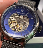 Maserati Epoca Automatic Skeleton Blue Dial Mesh Bracelet Watch For Men - R8823118002 Authentic Buy Shop Now