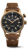 Maurice Lacroix Pontos S Diver Automatic Black Dial Brown Leather Strap Watch For Men - PT6248-BRZ01-330-2 Authentic Buy Shop Now