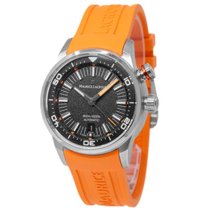 Maurice Lacroix Pontos S Diver Black Dial Orange Rubber Strap Watch For Men - PT6248-SS00L-330-J Authentic Buy Shop Now