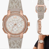 Michael Kors Sidney Chronograph White Dial Beige Leather Strap Watch For Women - MK6949 Authentic Buy Shop Now