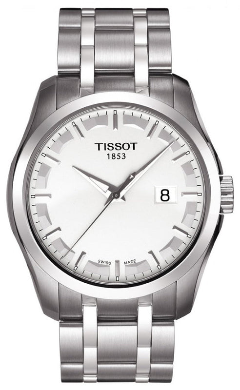 Tissot T Trend Couturier Chronograph White Dial Silver Steel Strap Watch For Men - T035.410.11.031.00 Authentic Buy Shop Now