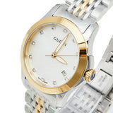 Gucci G Timeless Diamonds Mother of Pearl Dial Two Tone Steel Strap Watch For Women - YA126413 Authentic Buy Shop Now