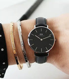 Daniel Wellington Classic Petite Sheffield Black Dial Black Leather Strap Watch For Women - DW00100236 Authentic Buy Shop Now