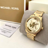 Michael Kors Tibby Three Hand Gold Dial Gold Steel Strap Watch For Women - MK6879 Authentic Buy Shop Now
