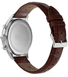 Hugo Boss Ambassador Chronograph Silver Dial Brown Leather Strap Watch For Men - HB1513195 Authentic Buy Shop Now