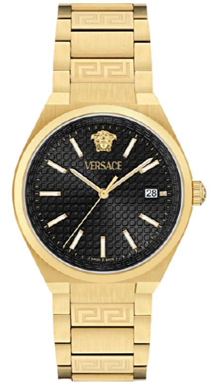 Versace V-Auria Quartz Black Dial Gold Steel Strap Watch for Men - VE0F00525 Authentic Buy Shop Now