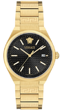 Versace V-Auria Quartz Black Dial Gold Steel Strap Watch for Men - VE0F00525 Authentic Buy Shop Now