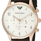 Emporio Armani Beta Chronograph White Dial Brown Leather Strap Watch For Men - AR1916 Authentic Buy Shop Now