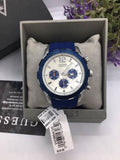Guess Caliber Chronograph White Dial Blue Rubber Strap Watch for Men - W0864G6 Authentic Buy Shop Now
