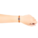 Gucci G-Frame Square Mother of Pearl Orange Dial Orange Leather Strap Watch For Women - YA128532 Authentic Buy Shop Now