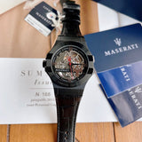 Maserati Automatic Skeleton Black Dial Black Leather Strap Watch For Men - R8821108021 Authentic Buy Shop Now