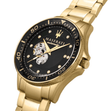 Maserati SFIDA Black Dial Yellow Gold Toned Stainless Steel Watch For Men - R8823140003 Authentic Buy Shop Now