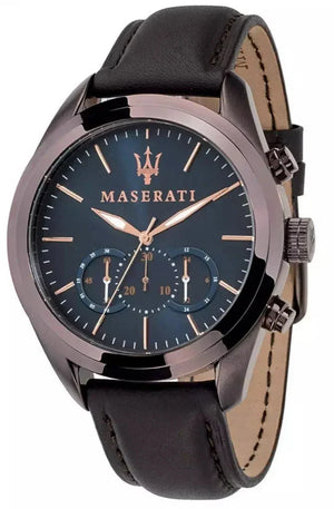 Maserati Traguardo Chronograph Blue Dial Brown Leather Strap Watch For Men - R8871612008 Authentic Buy Shop Now