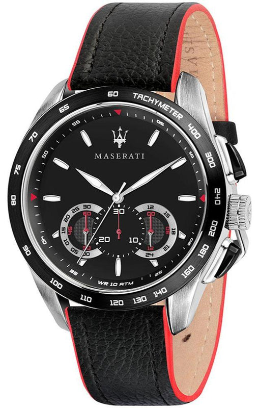 Maserati Traguardo Black Dial Black Leather Strap Watch For Men - R8871612028 Authentic Buy Shop Now