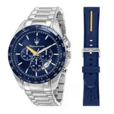 Maserati Traguardo Chronograph Modena Edition Blue Dial Silver Steel Strap Watch For Men - R8871612039 Authentic Buy Shop Now