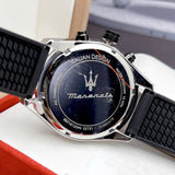 Maserati Traguardo Chronograph Blue Dial Black Silicone Strap Watch For Men - R8871612044 Authentic Buy Shop Now