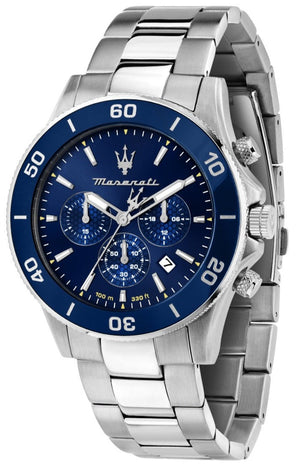 Maserati Competizione Chronograph Blue Dial Silver Steel Strap Watch For Men - R8873600002 Authentic Buy Shop Now